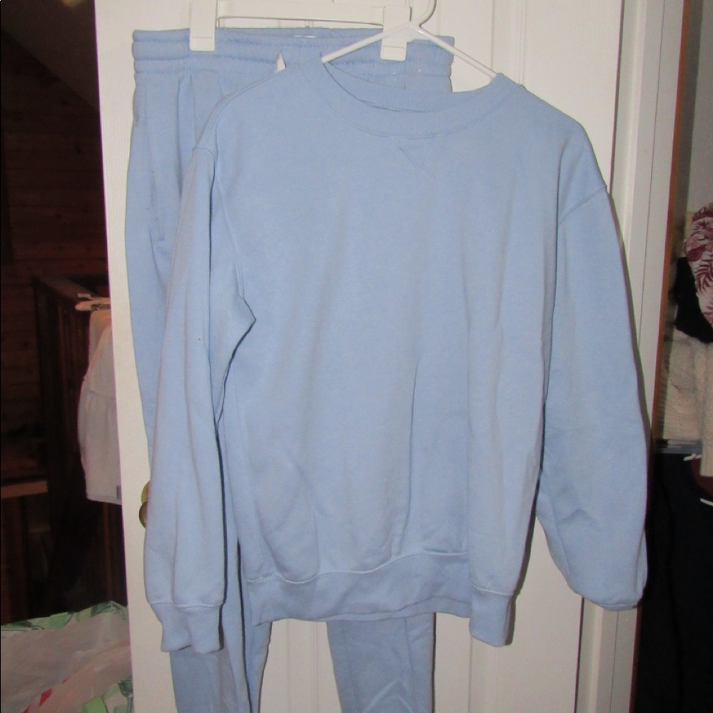 Baby blue sweatshirt and pants set